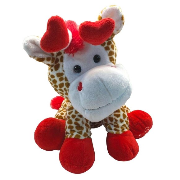 Giraffe Valentines Day Plush Toy With Hearts By Animal Adventure Stuffed - Picture 11 of 11